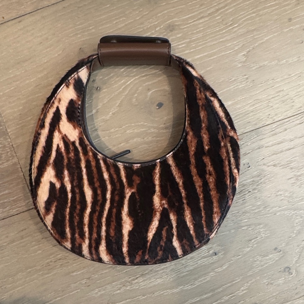 STAUD Good Night Moon calf hair clutch